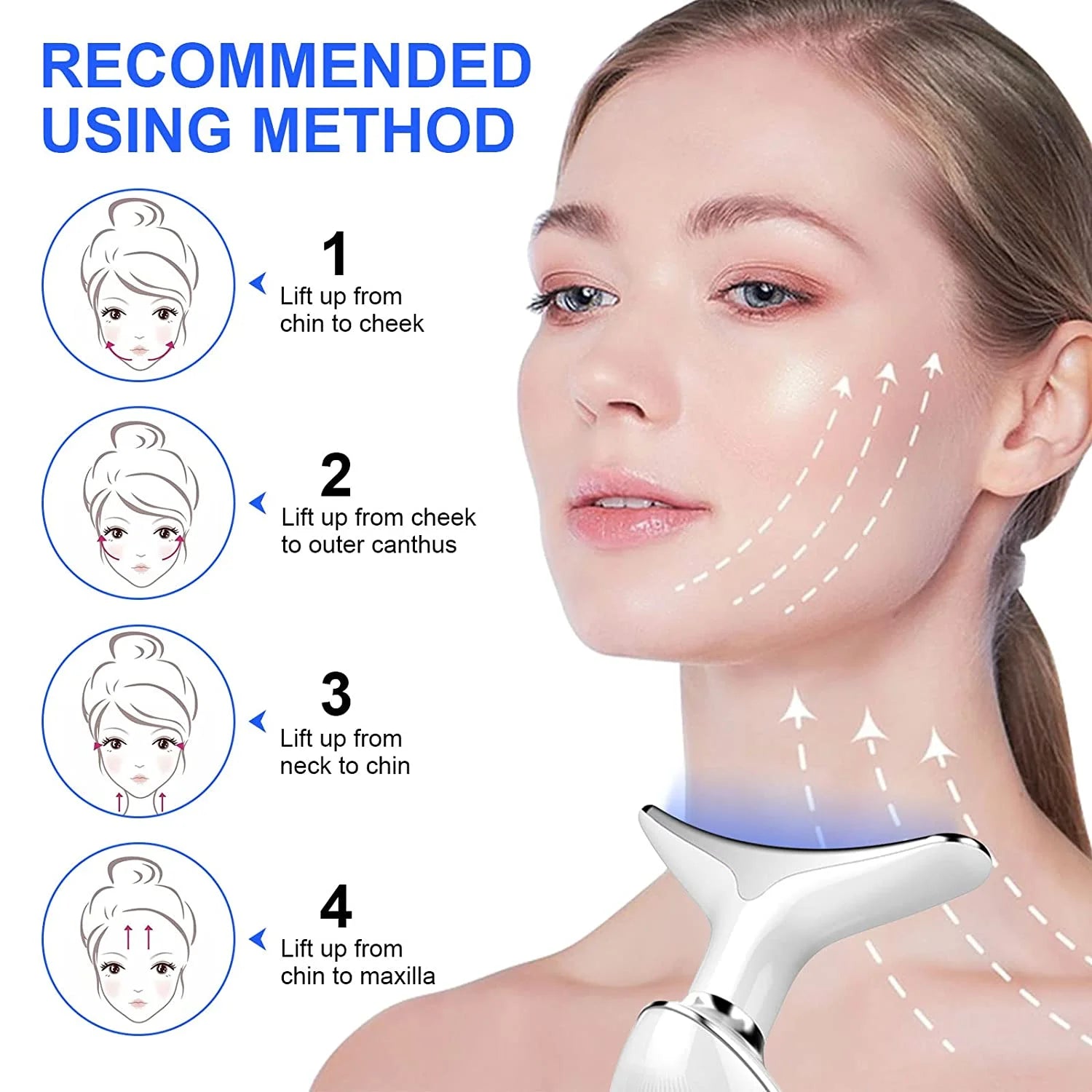 Firming Removal Device for Neck Face, Facial and Neck Massage Kit, Double Chin Reducer Vibration Massager for Skin Care,Improve, Firm, and Smooth, White