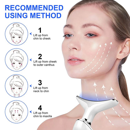 Firming Removal Device for Neck Face, Facial and Neck Massage Kit, Double Chin Reducer Vibration Massager for Skin Care,Improve, Firm, and Smooth, White