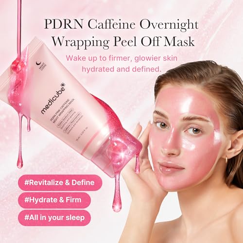 Pink PDRN Day & Night Care Duo: Salmon DNA PDRN Caffiene Overnight Wrapping Peel off Facial Mask and Salmon DNA PDRN Pink Collagen Jelly Pad
