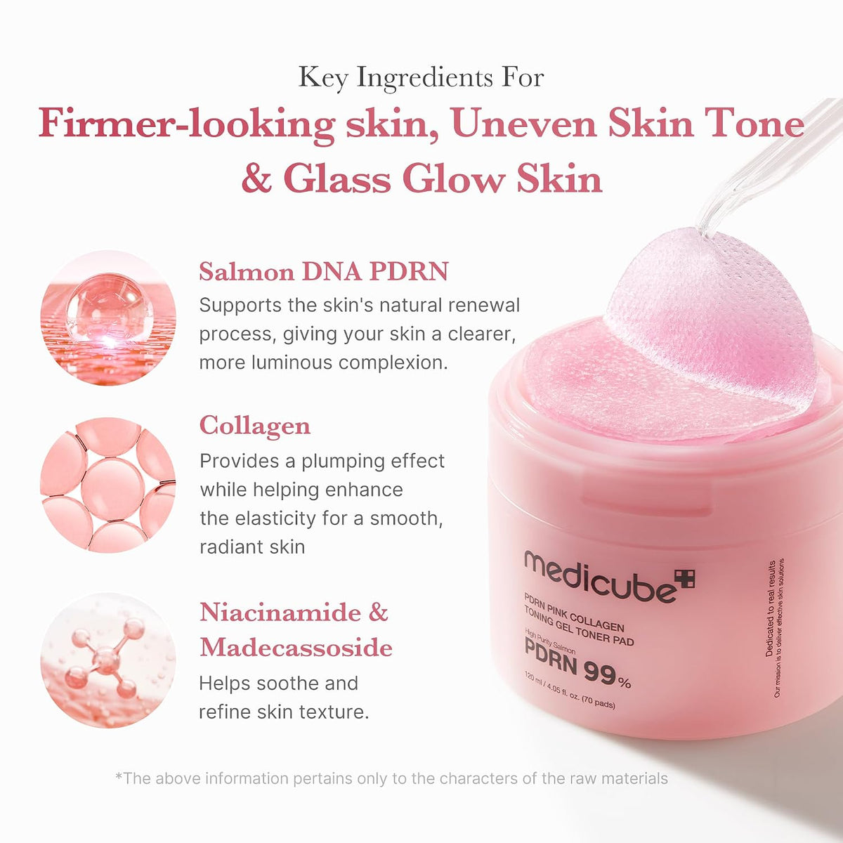 Toner Pads Salmon DNA PDRN Pink Collagen Jelly Pad for Soothing