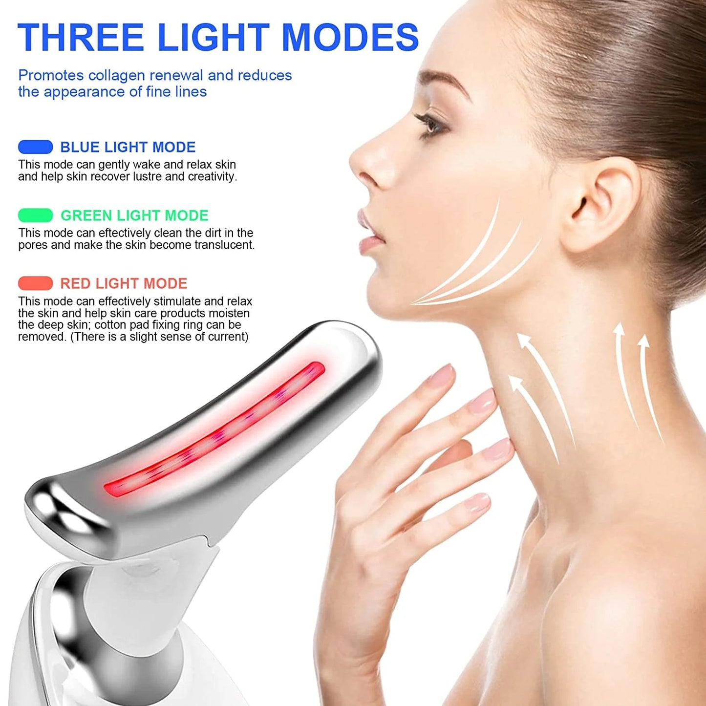 Firming Removal Device for Neck Face, Facial and Neck Massage Kit, Double Chin Reducer Vibration Massager for Skin Care,Improve, Firm, and Smooth, White