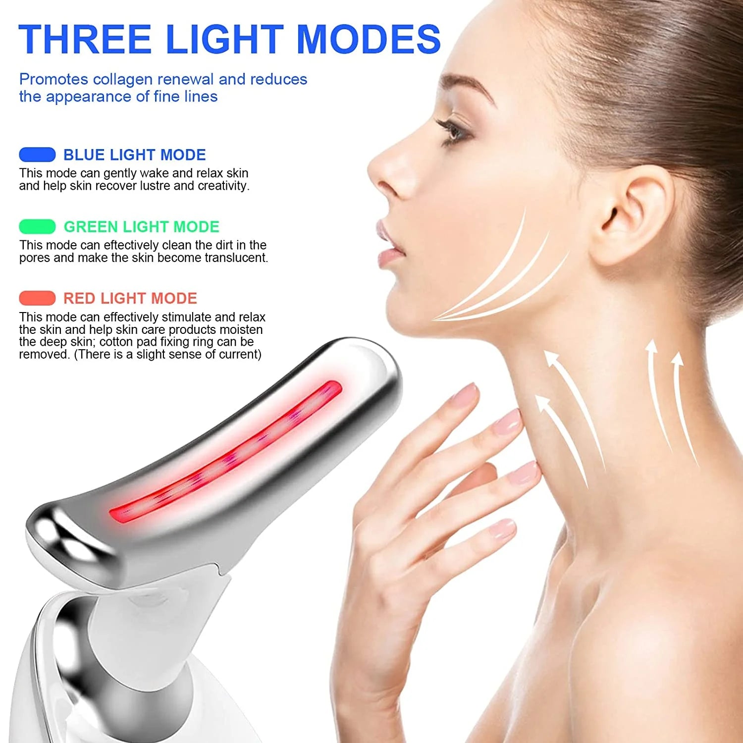 Firming Removal Device for Neck Face, Facial and Neck Massage Kit, Double Chin Reducer Vibration Massager for Skin Care,Improve, Firm, and Smooth, White