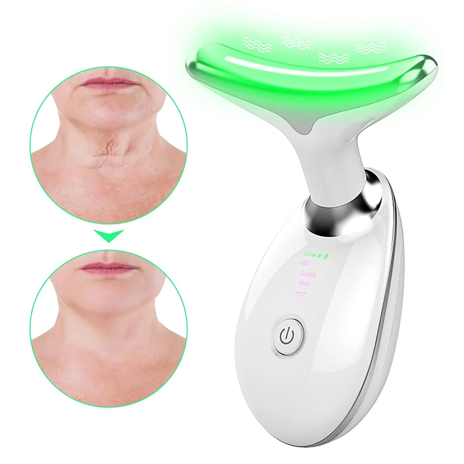 Firming Removal Device for Neck Face, Facial and Neck Massage Kit, Double Chin Reducer Vibration Massager for Skin Care,Improve, Firm, and Smooth, White